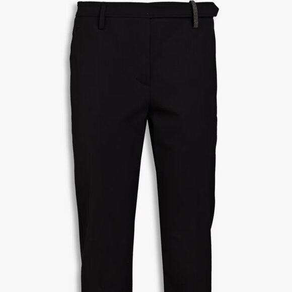 Brunello Cucinelli Monili Pants Black Cotton Stretch Straight Leg Pant Size 8